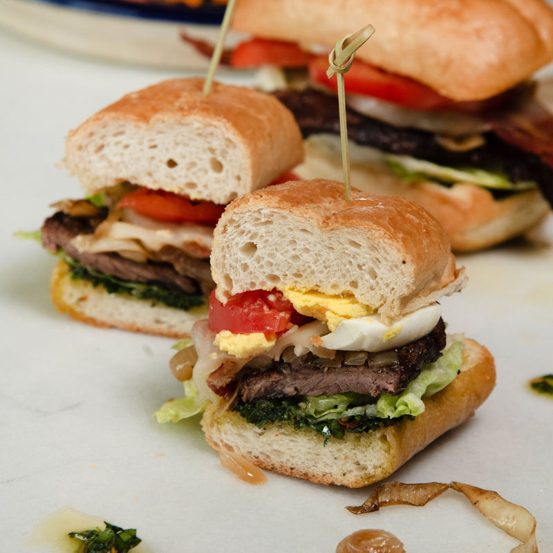 Chivito (Uruguayan Sliced Steak Sandwich)