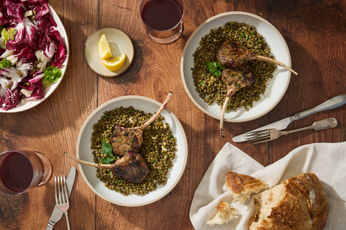 Pan-Seared Lamb Chops with Lentils