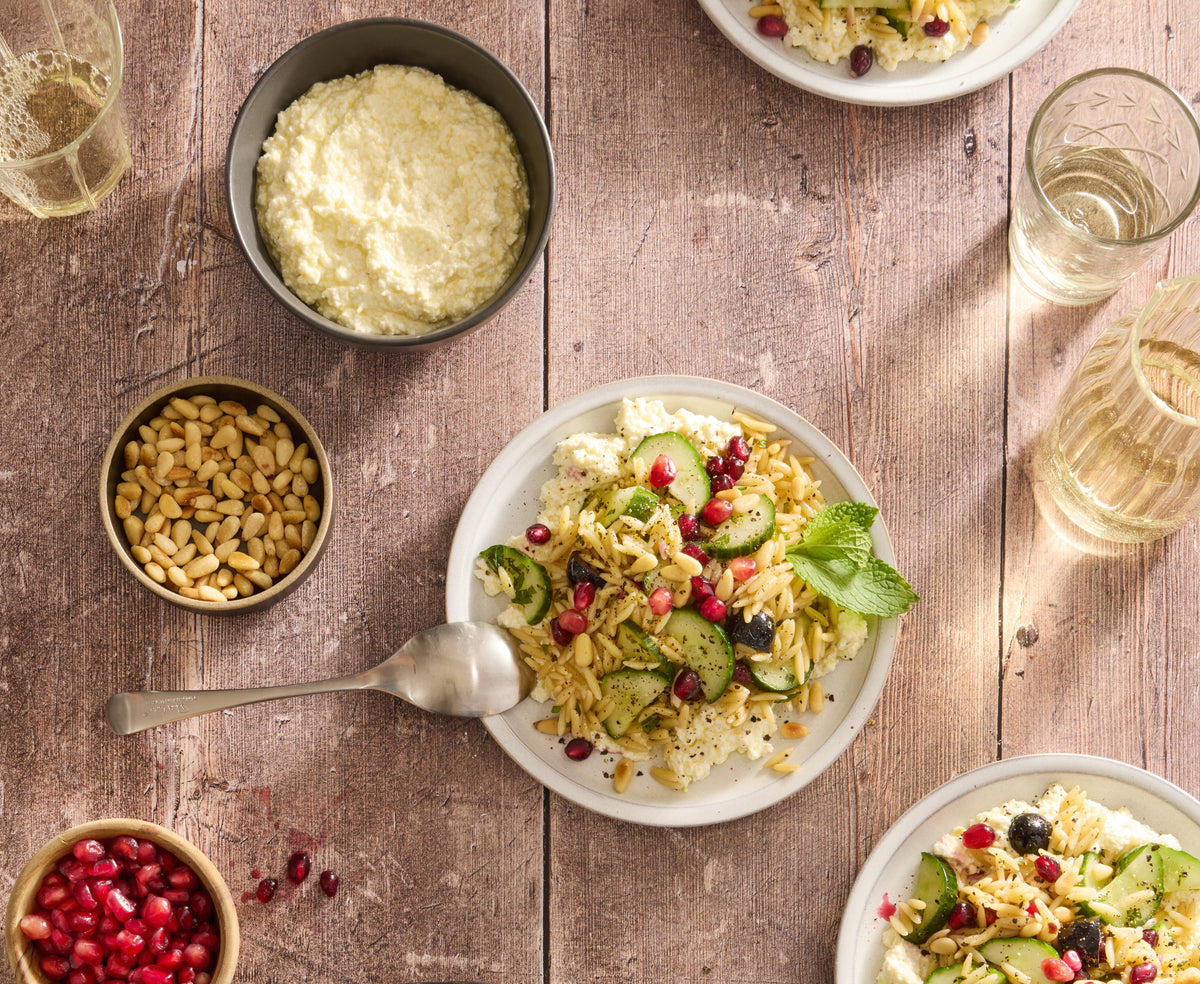 Greek Orzo Pasta Salad with Whipped Feta