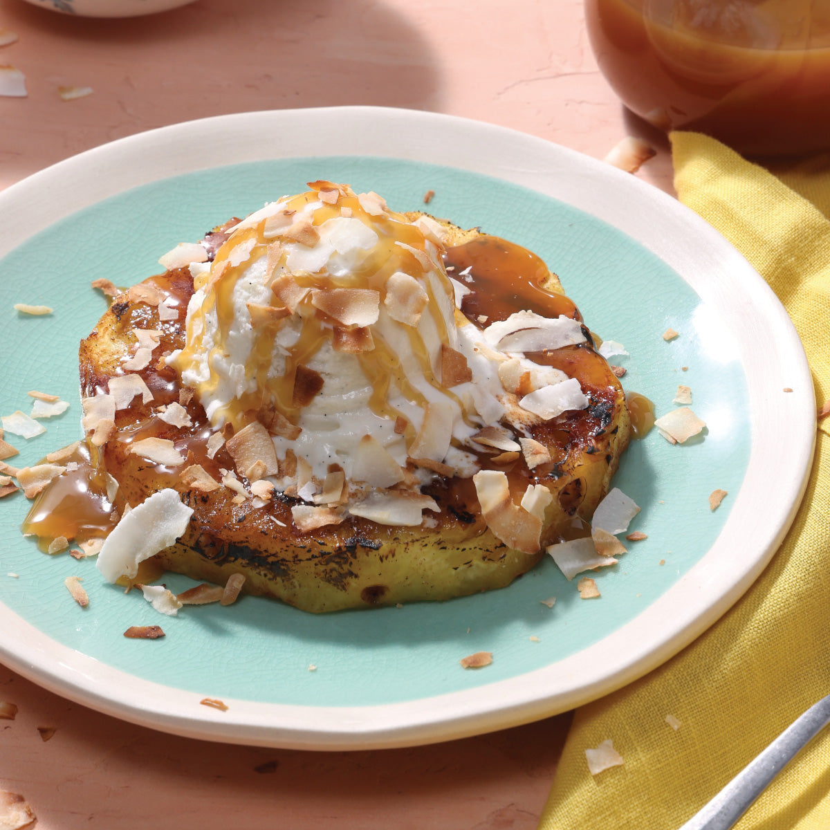 Grilled Pineapple with Ice Cream & Caramel Sauce