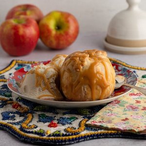 stuffed apple pastry with ice cream