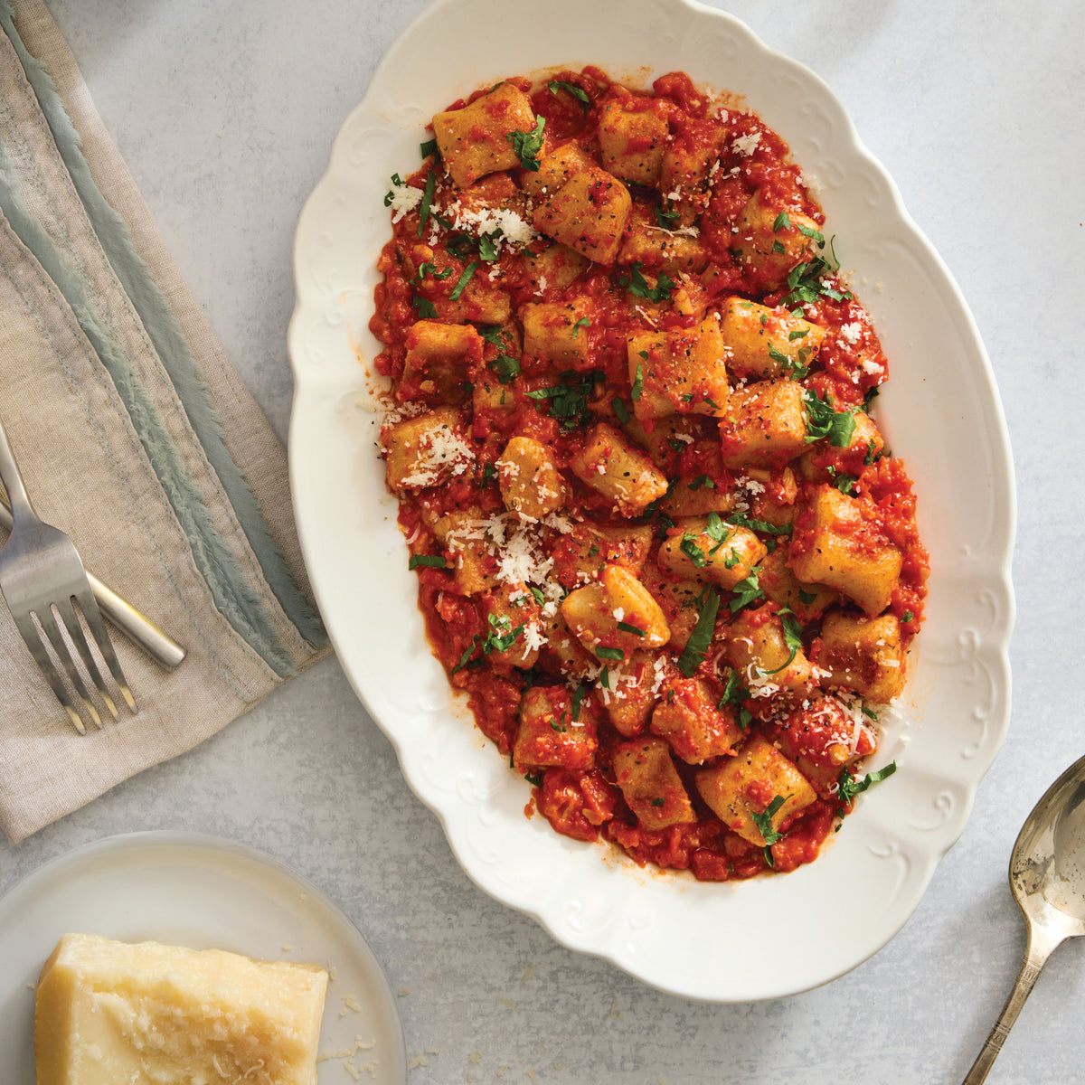 Potato Gnocchi with Red Pepper Sauce