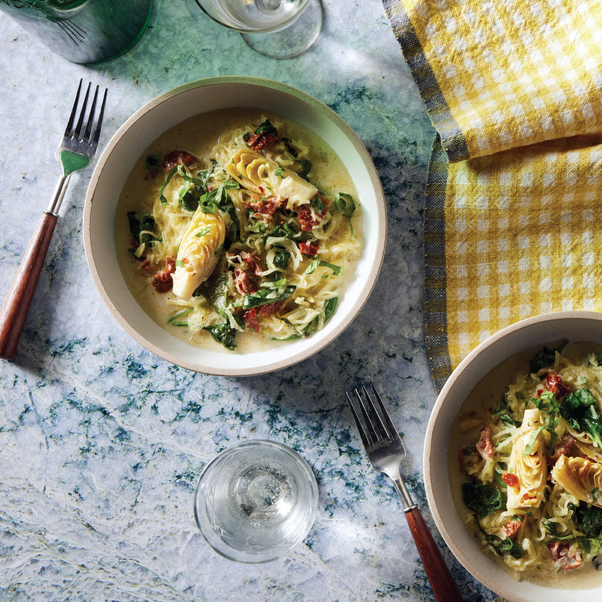 Artichoke & Sun-Dried Tomato Spaghetti Squash Pasta