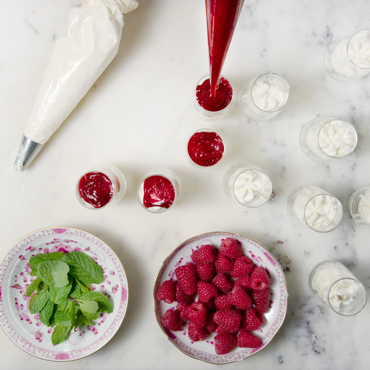 White Chocolate Raspberry Mousse Shooters