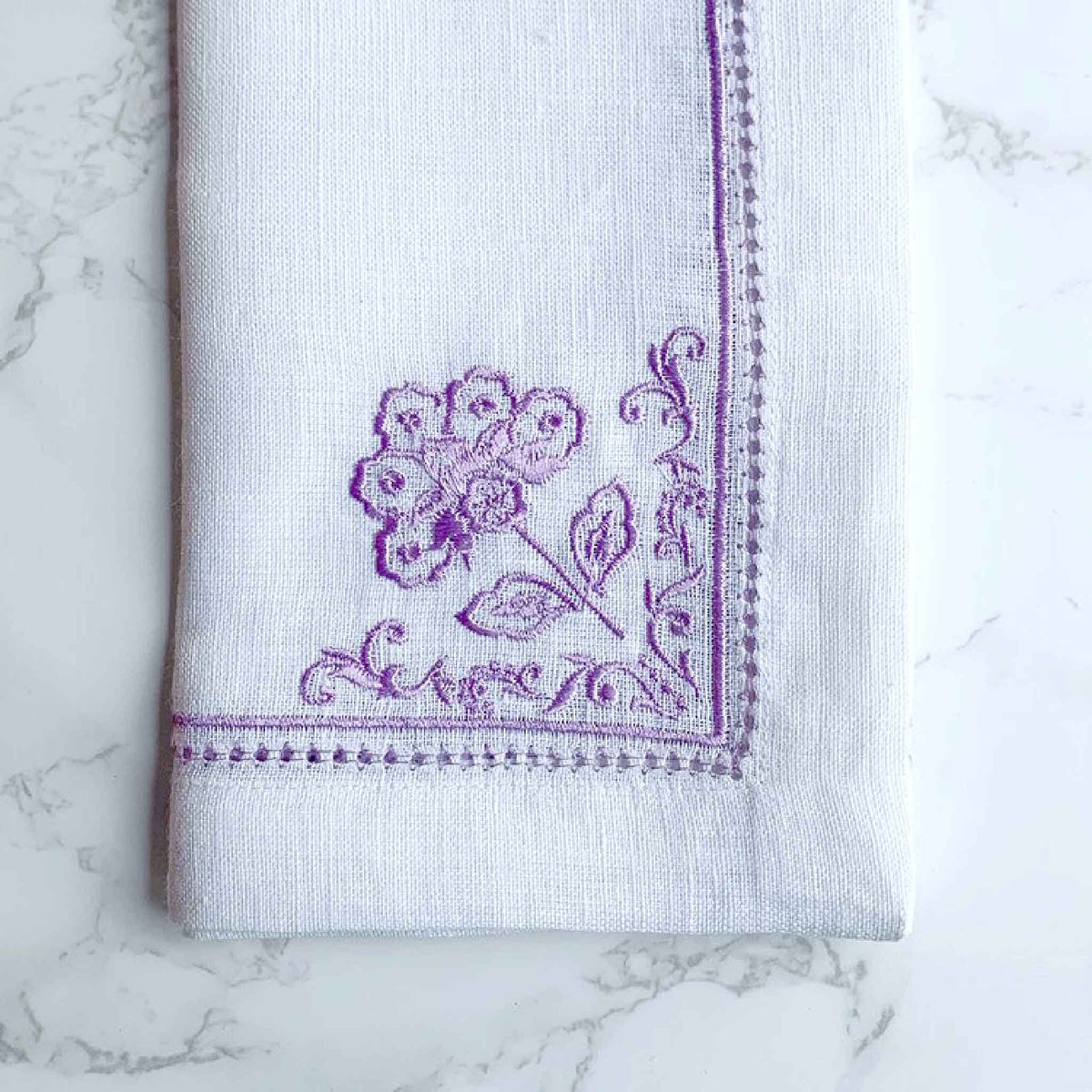 Embroidered Linen Napkins Set of 4